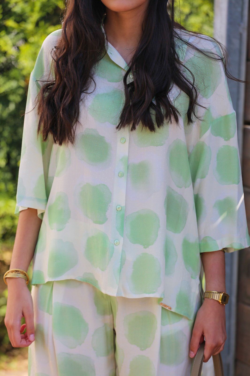 Blusa estampada de manga 3/4