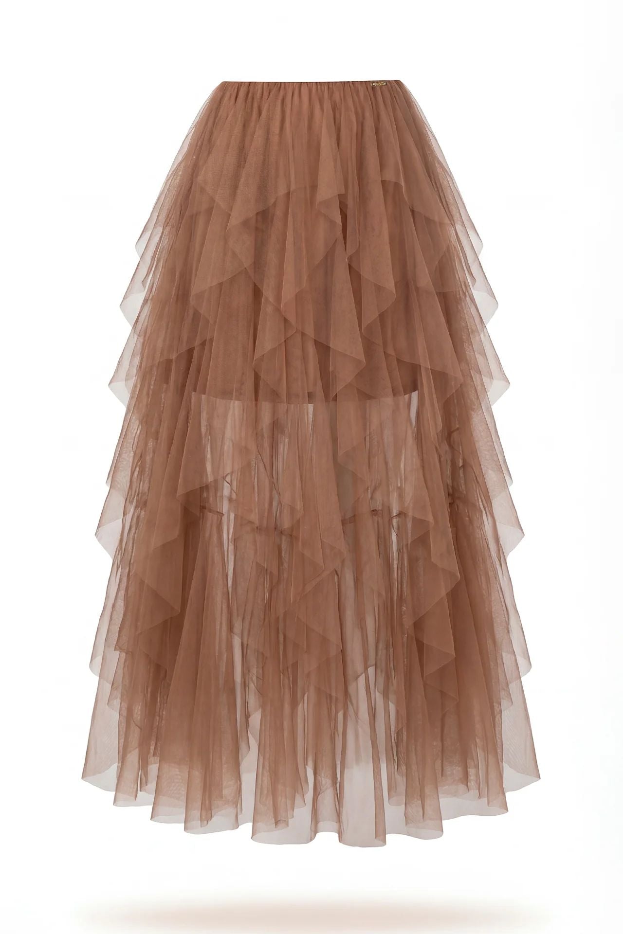 Saia comprida em tule com folhos