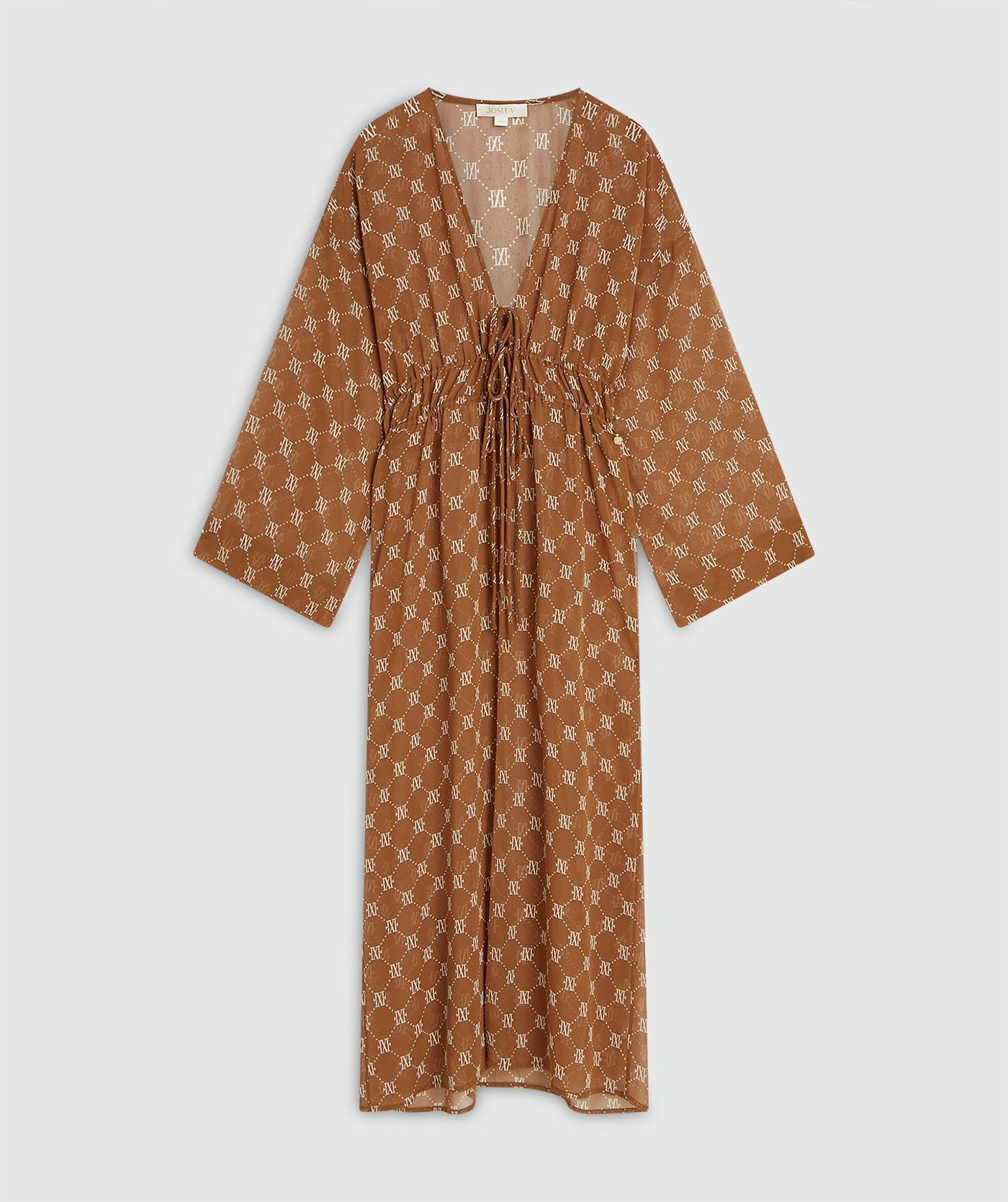 Kimono oversized SIENNA com estampa de logo - marrom