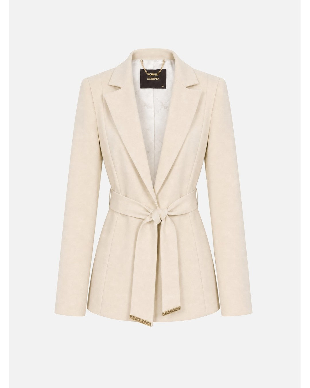 Blazer de trespasse com cinto e pormenor dourado