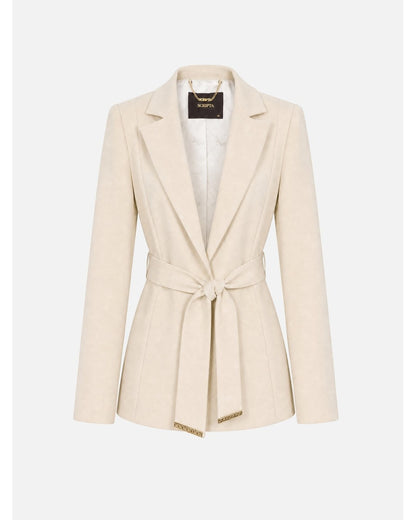 Blazer de trespasse com cinto e pormenor dourado