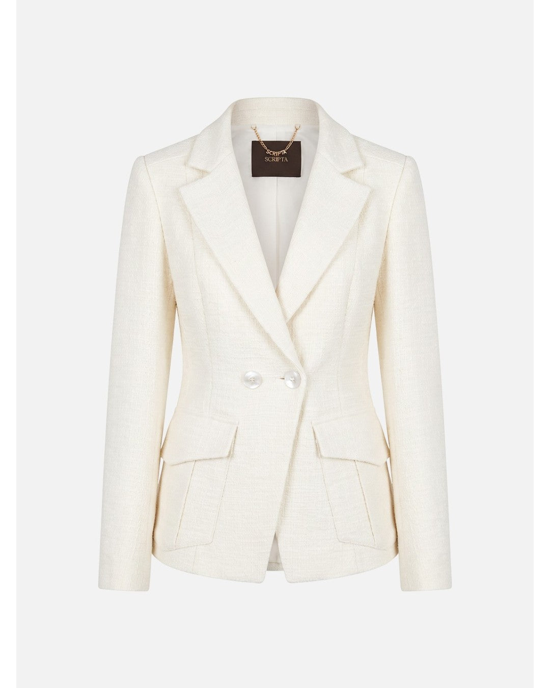 Blazer tweed curto com bolsos