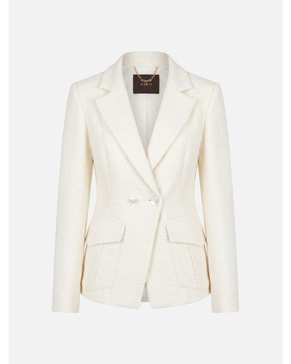 Blazer tweed curto com bolsos