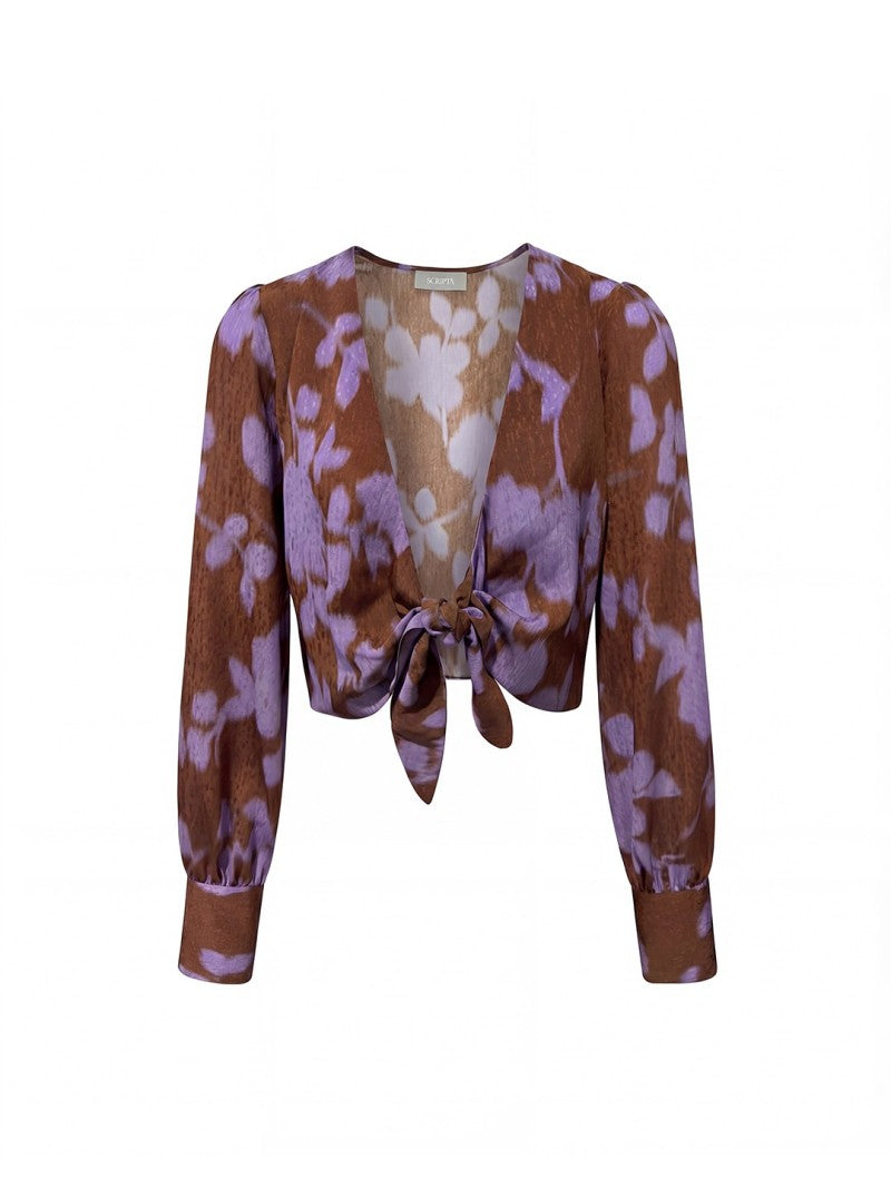 Blusa estampada com nó
