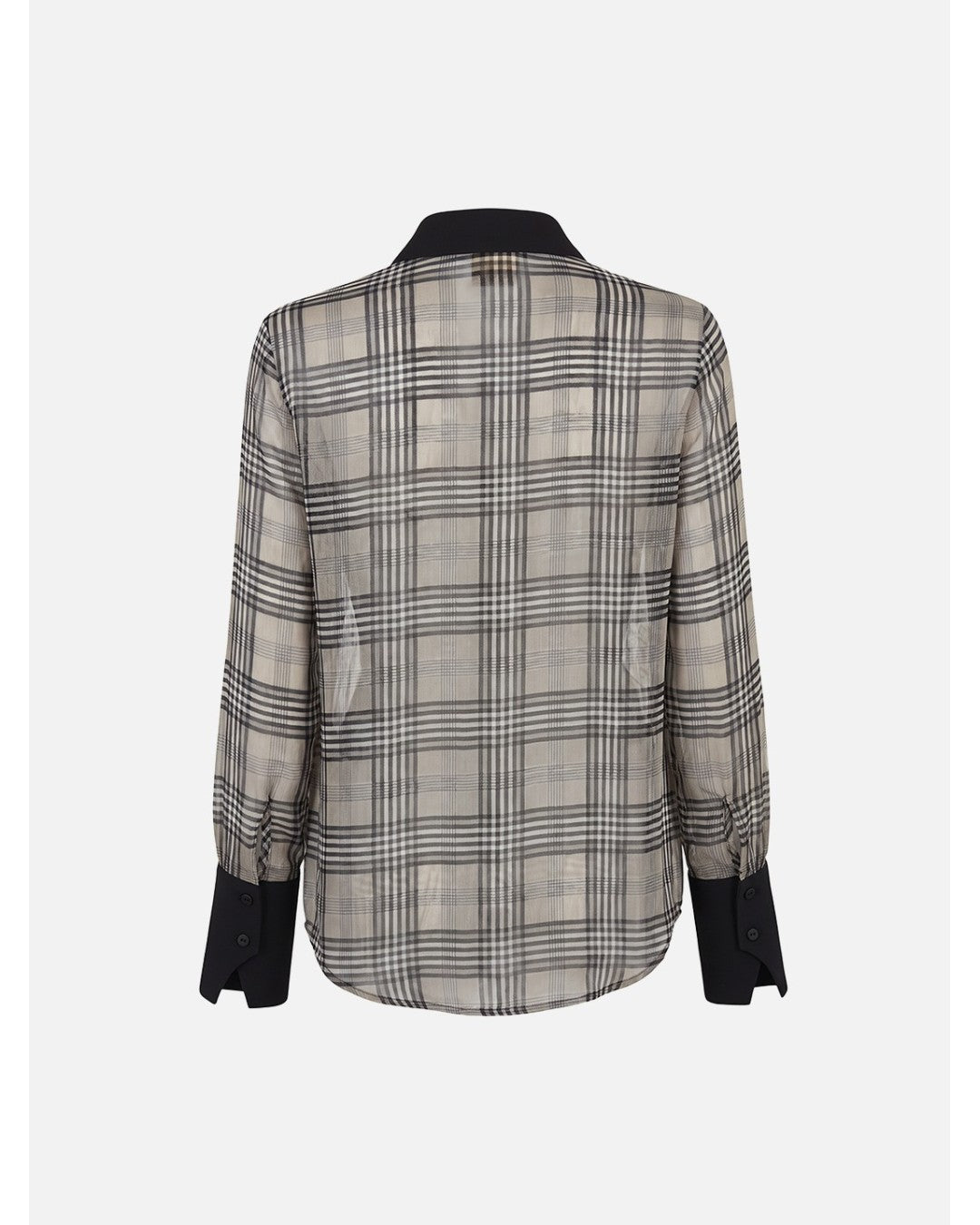 Blusa estampado xadrez com detalhes em contraste