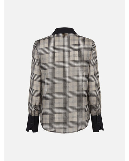 Blusa estampado xadrez com detalhes em contraste