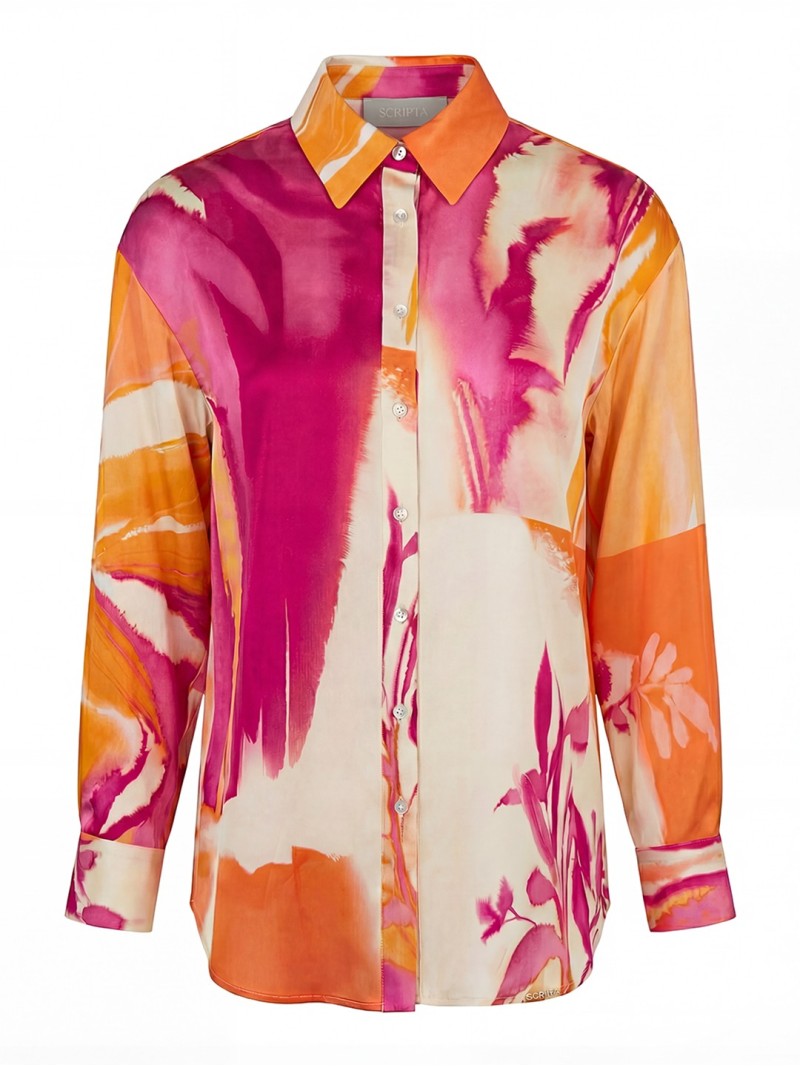 Blusa fluída estampada de ombro caído