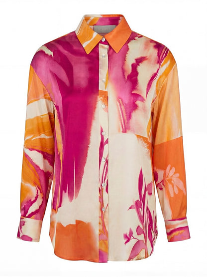 Blusa fluída estampada de ombro caído