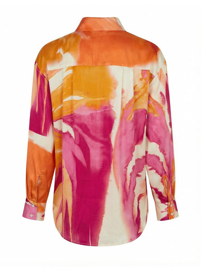 Blusa fluída estampada de ombro caído