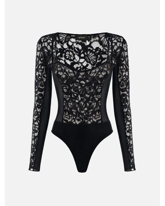 Body em renda com decote quadrado