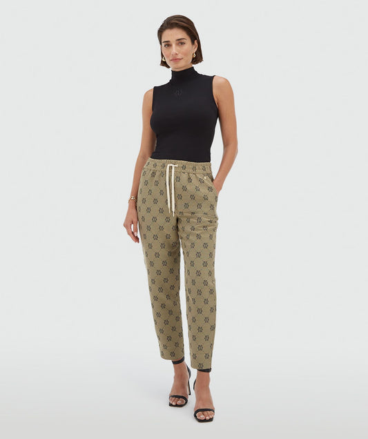 Calças de cintura média e corte afunilado