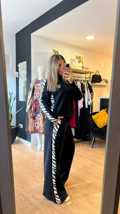 Conjunto Preto Faixa Zebra