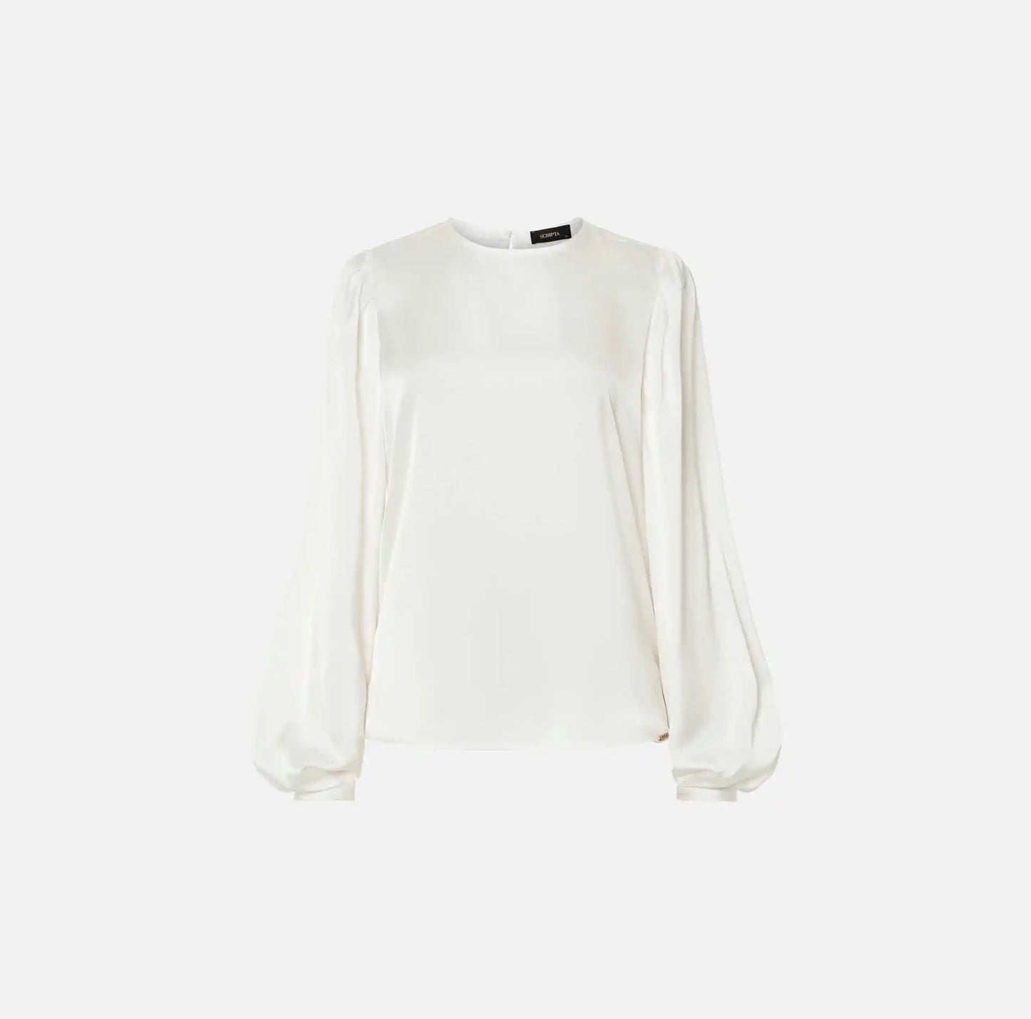 Blusa Branca de Manga Comprida em Cetim