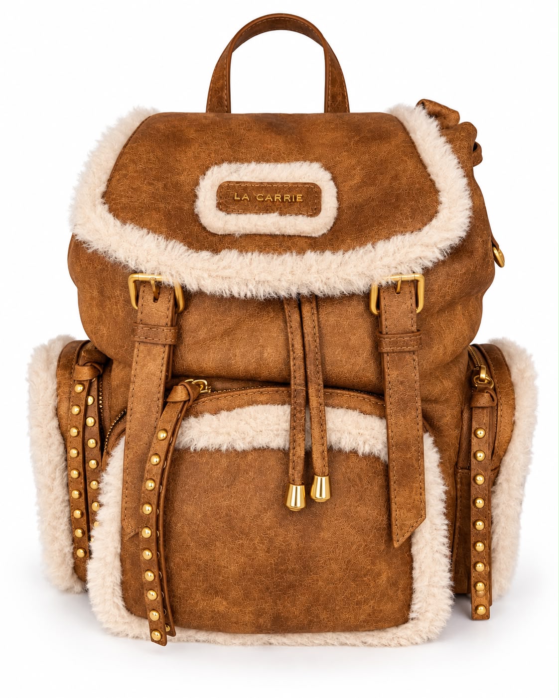 Mochila La Carrie com Detalhes de Pelo e Tachas