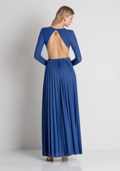 Vestido longo de corte regular com lurex
