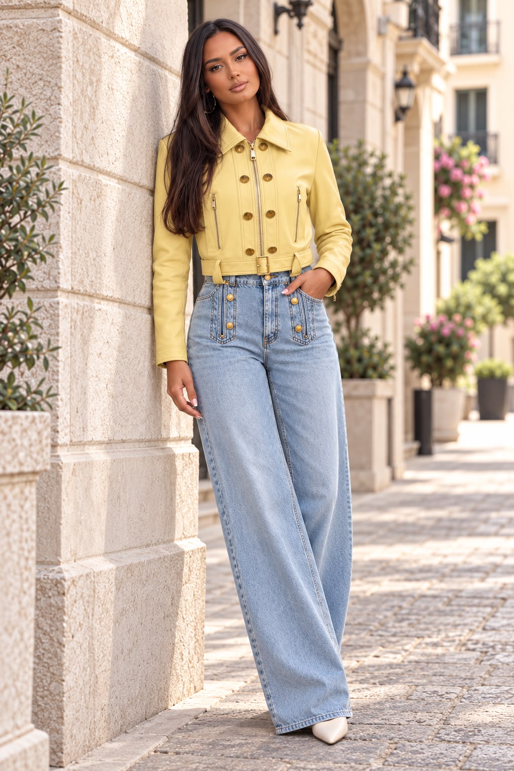 Casaco Loco Luxo em Pele Amarelo Suave