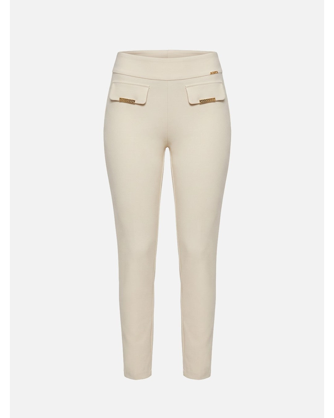 Calça clássica com pormenores dourados