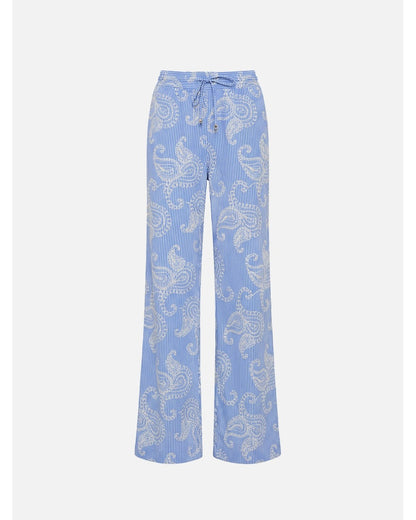 Calça com elástico e pormenor bordado