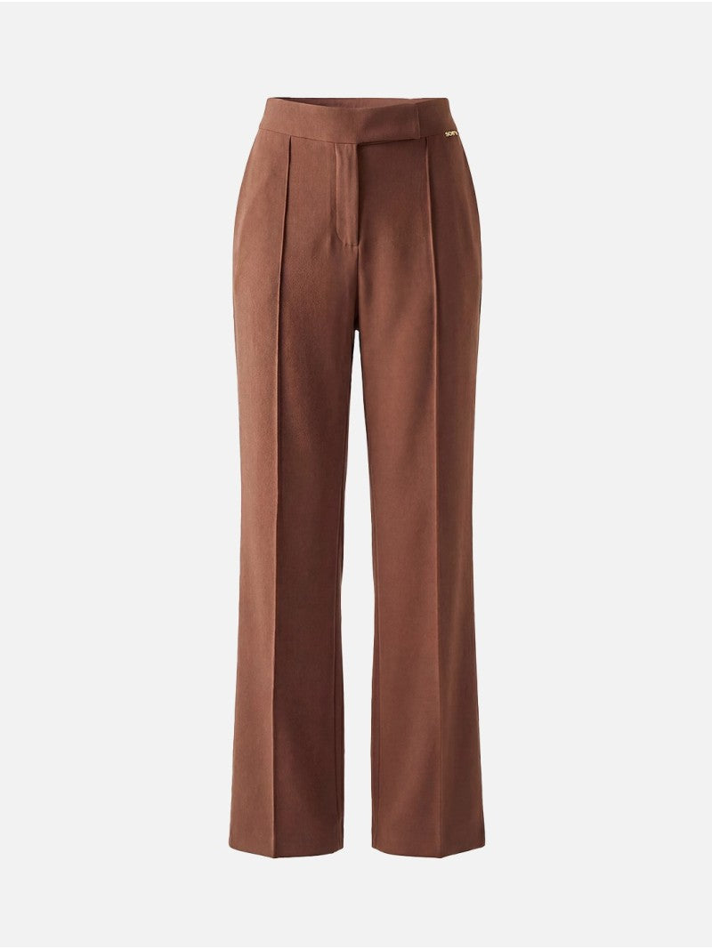 Calça de corte reto em tecido liso