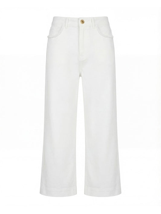 Calça de ganga com pormenor de missangas