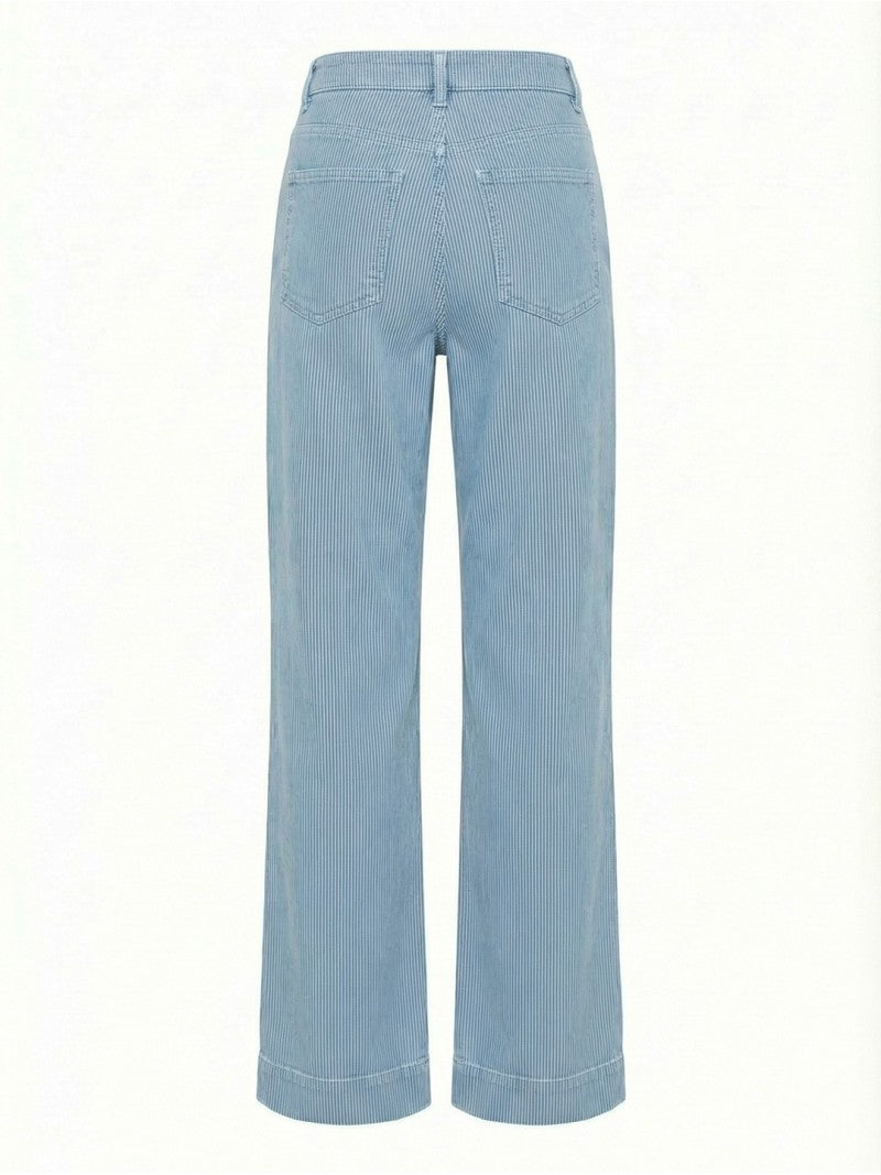 Calça jeans wide leg com risca