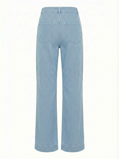 Calça jeans wide leg com risca