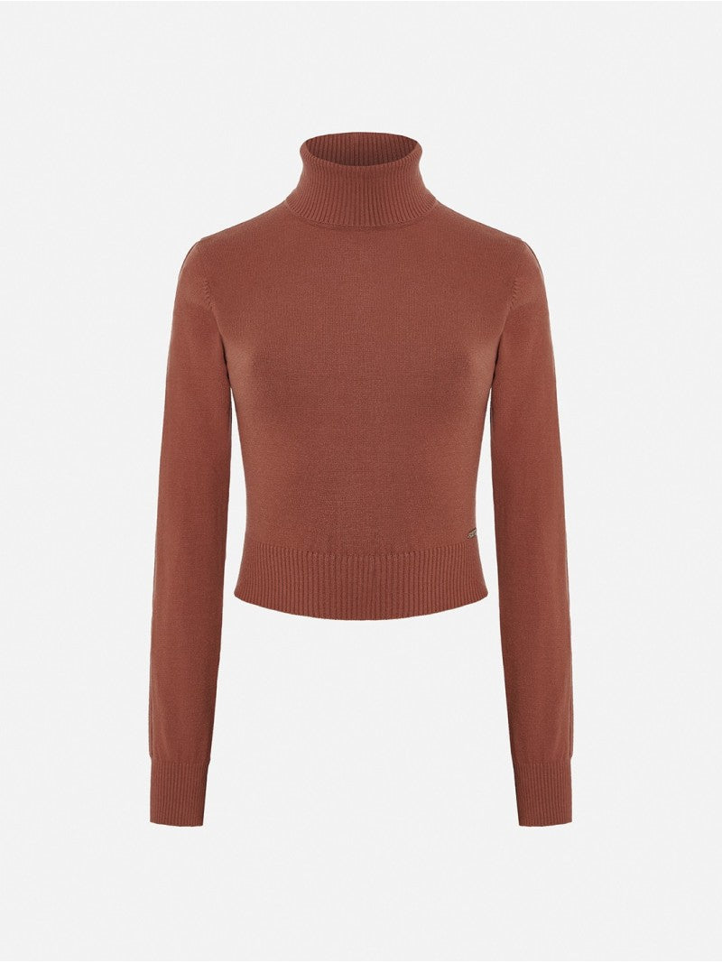 Camisola curta com gola alta