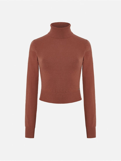 Camisola curta com gola alta