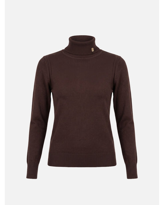 Camisola de malha básica de gola alta com logo