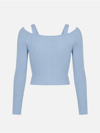 Camisola de malha curta com efeito canelado