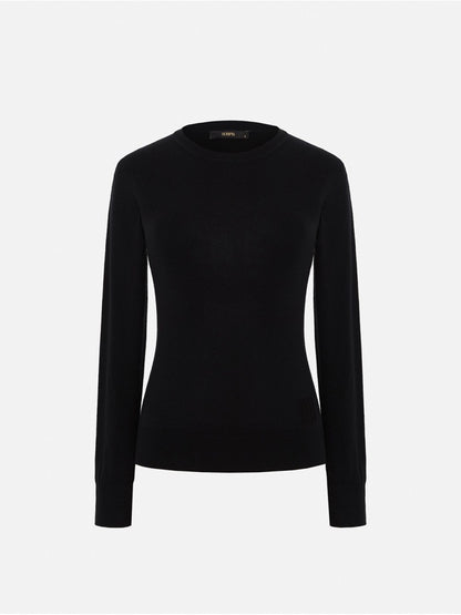 Camisola lisa com detalhes em efeito canelado