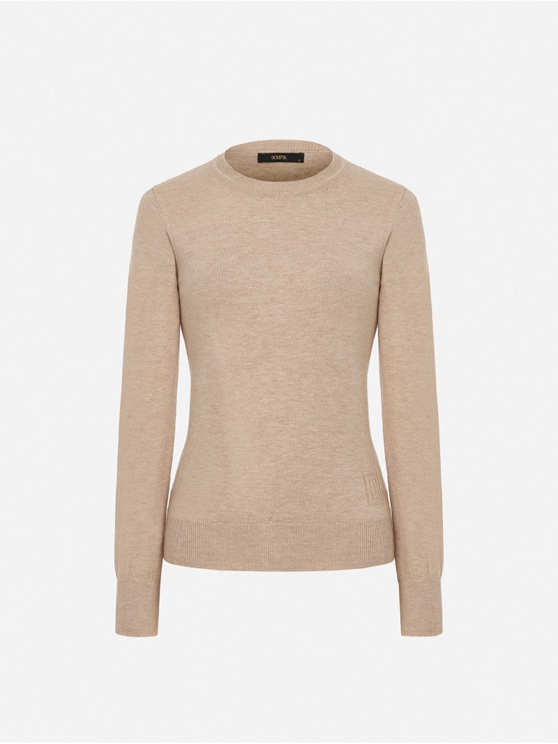 Camisola lisa com detalhes em efeito canelado