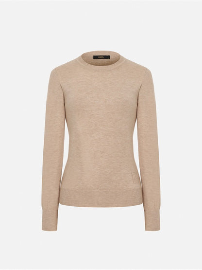 Camisola lisa com detalhes em efeito canelado