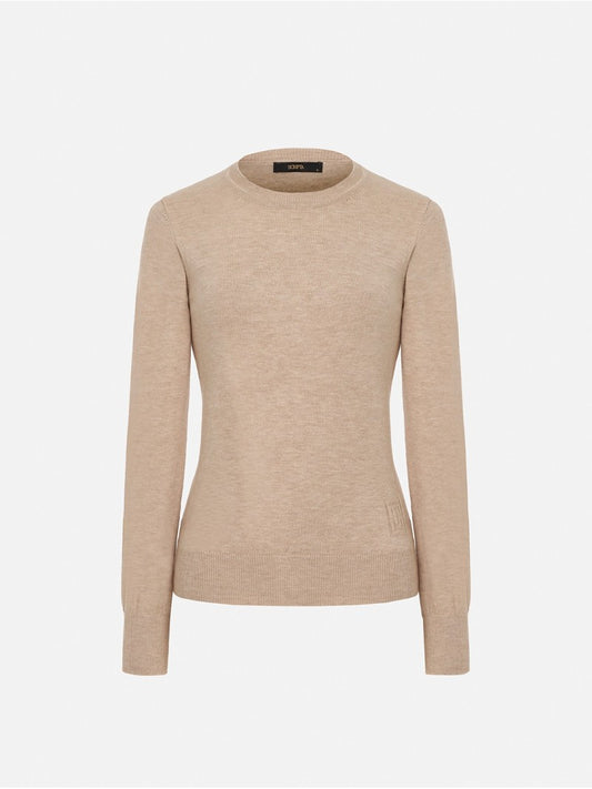 Camisola lisa com detalhes em efeito canelado