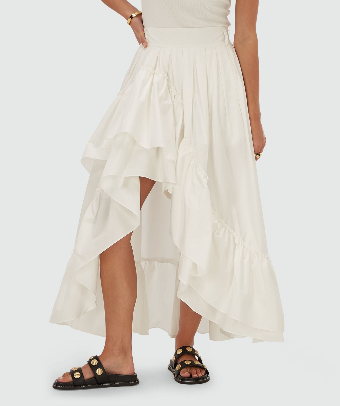 Saia maxi de cintura alta TARRANT - branco-creme