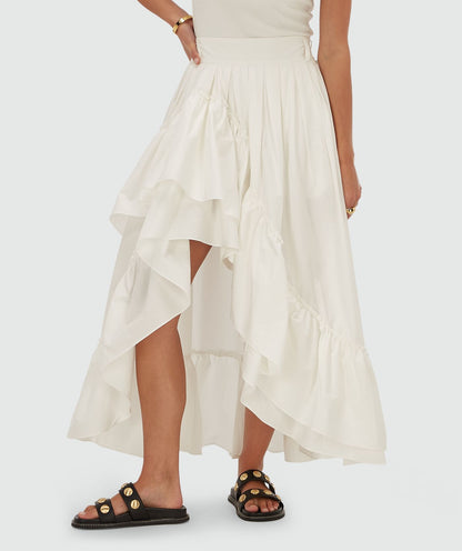 Saia maxi de cintura alta TARRANT - branco-creme