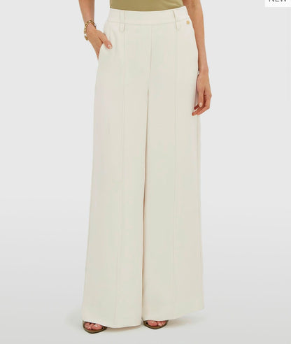 Calça de cintura alta e pernas largas JV-ESSA - branco-creme