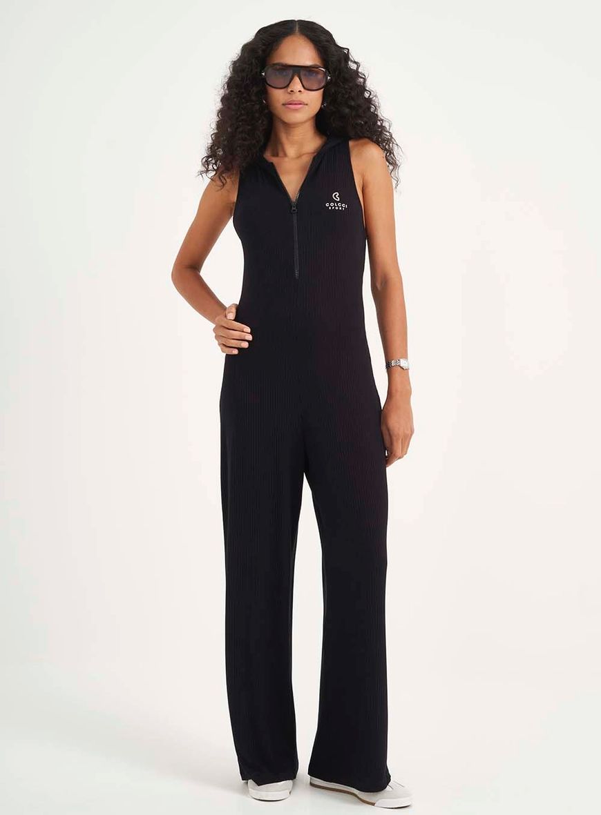 Macacão Comfort Pantalona Canelado Com Capuz