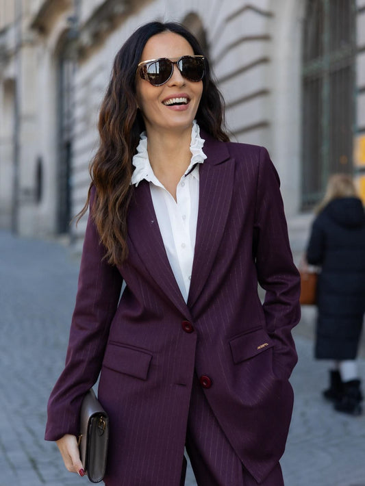 Blazer Bordô Risca de Giz