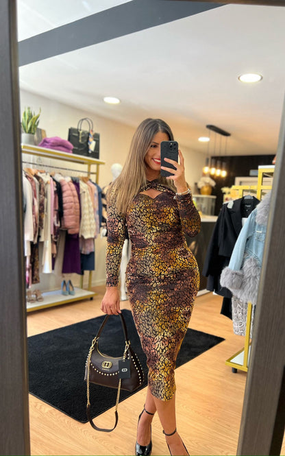 Vestido Midi Animal Print