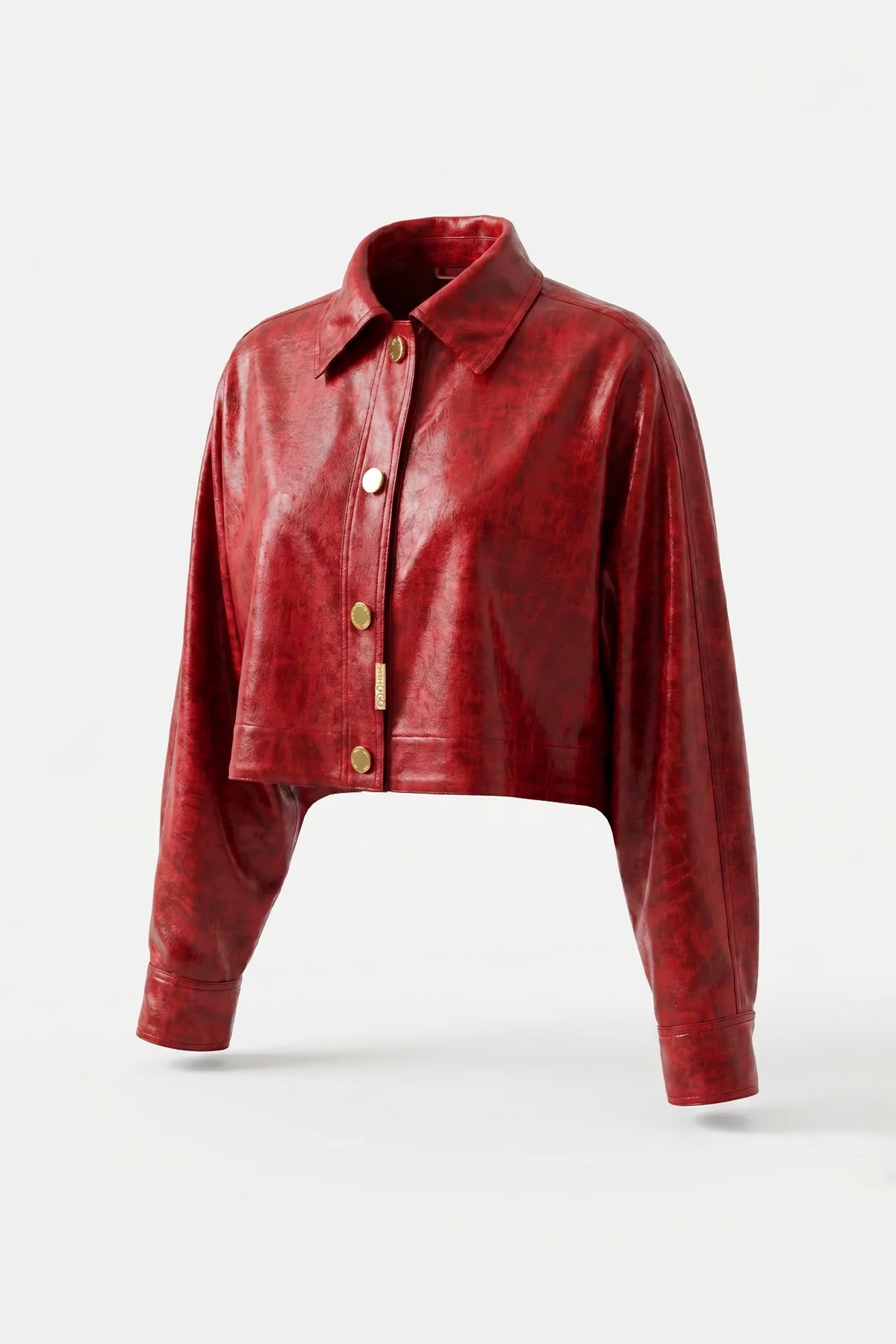 Casaco curto vermelho com efeito pele
