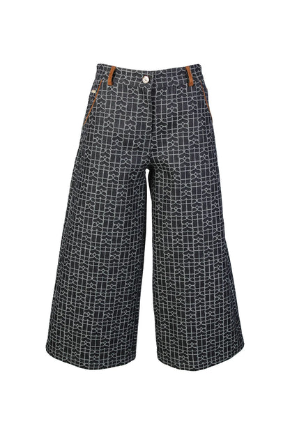 Calças Culotte Denim com Estampa SH