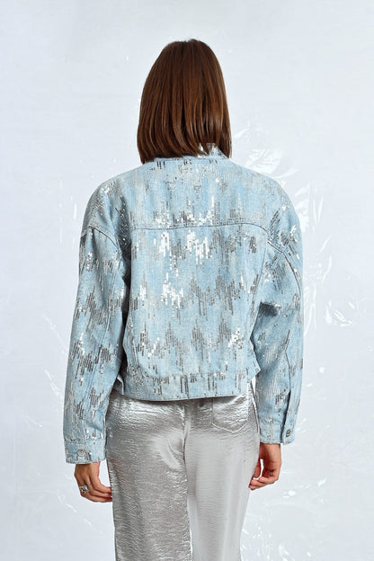 Jaqueta jeans em lantejoulas