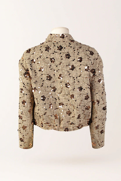 Casaco Bomber em Tecido de Lantejoulas