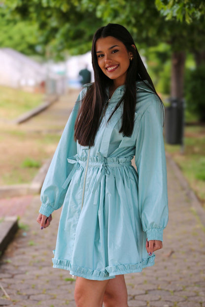 Parka Leve com Cintura Ajustável – Verde Claro