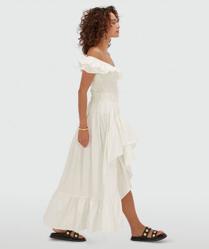 Saia maxi de cintura alta TARRANT - branco-creme