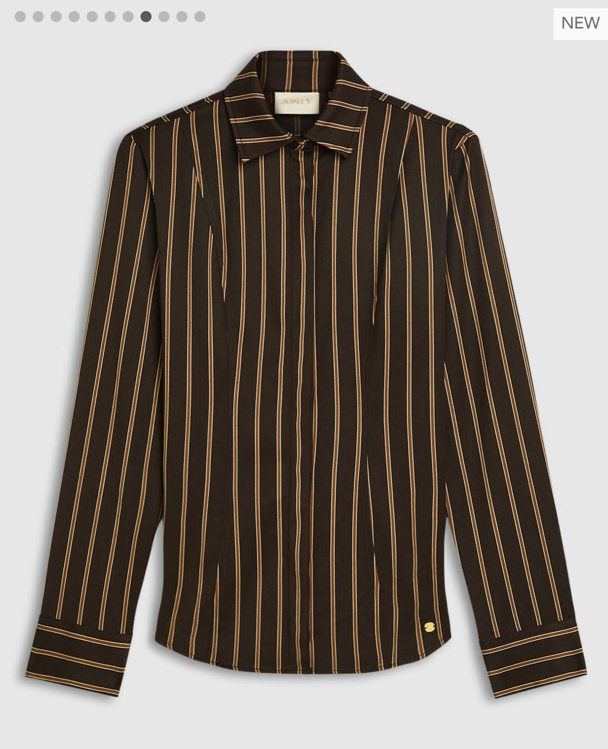Camisa castanha com riscas camel