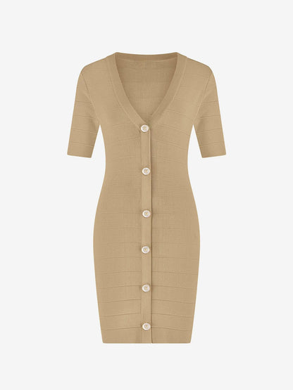 Vestido Justo com Botões Frontais