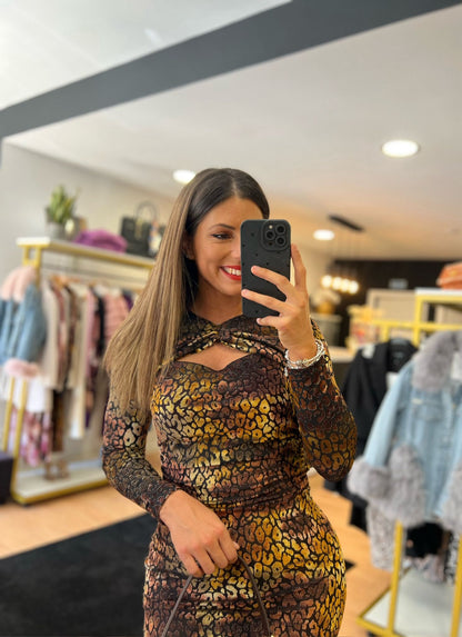 Vestido Midi Animal Print