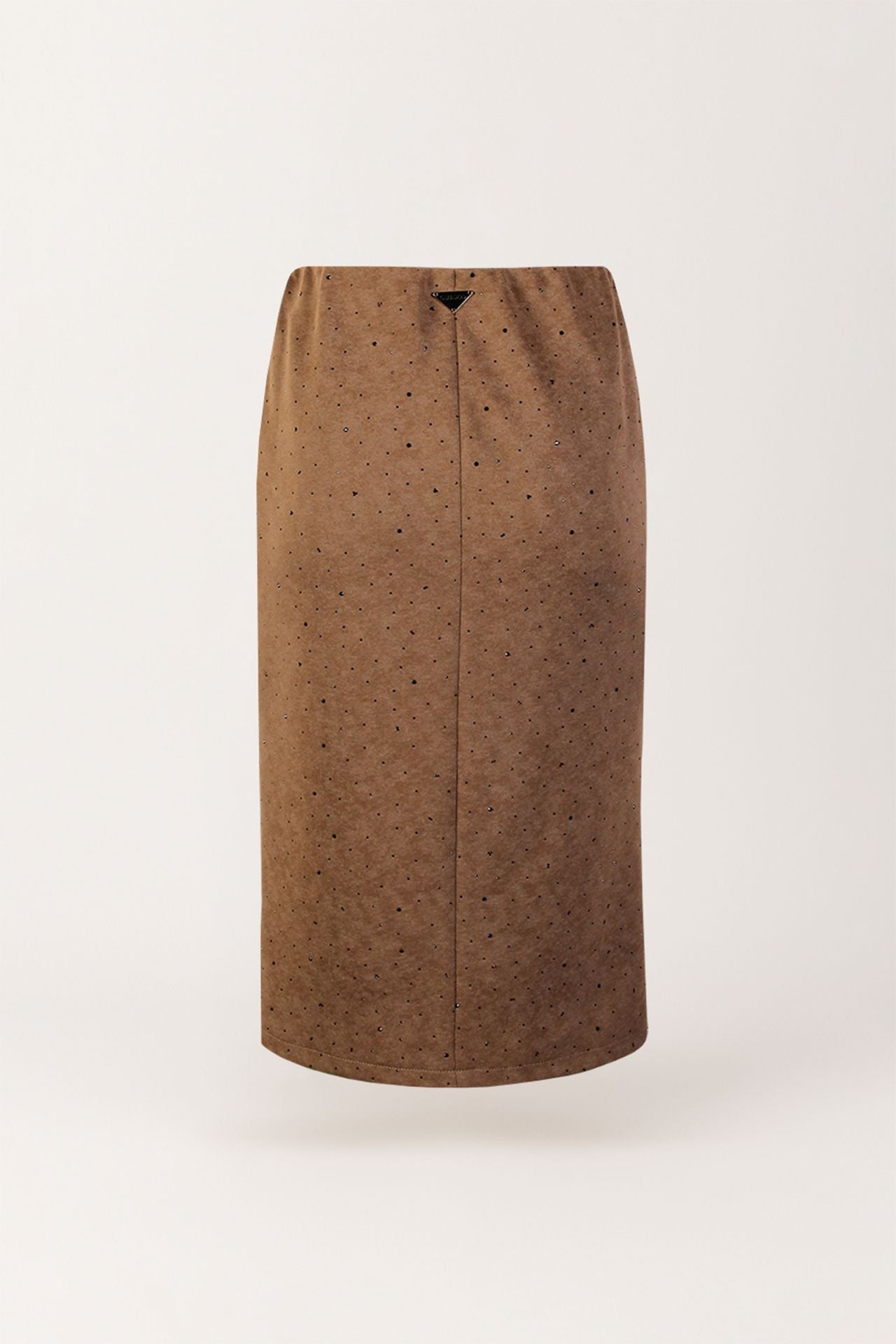 Saia Midi com Acabamento Pele de Pêssego e Aplicações Brilhantes
